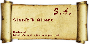 Slezák Albert névjegykártya